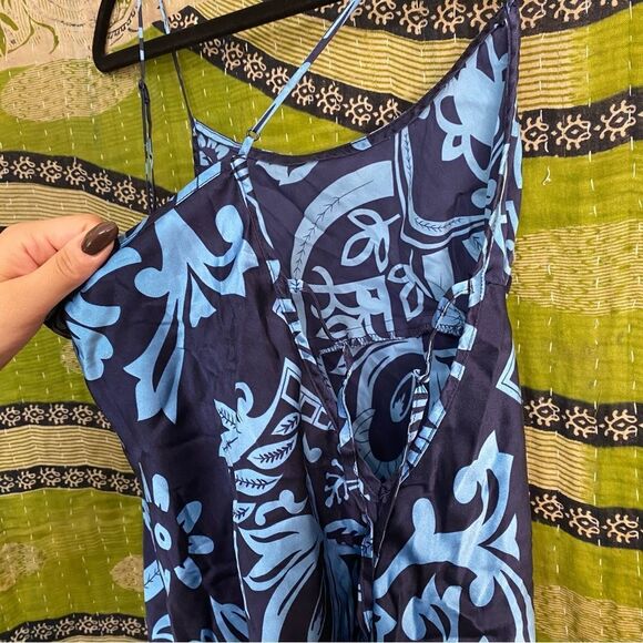 Rare Y2K Victoria’s Secret Silk Charmeuse Blue Print Slip Dress Size Medium - Picture 8 of 12